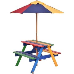 Lastepink koos vihmavarjuga Costway, 79x71x52,5 cm, erinevad värvid цена и информация | Детская садовая мебель | kaup24.ee