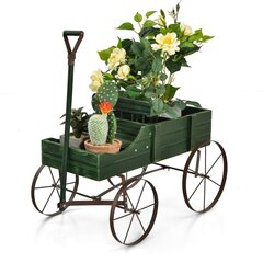 Ratastega taimestend Costway, 62x34x60 cm, roheline hind ja info | Vaasid, alused, redelid lilledele | kaup24.ee