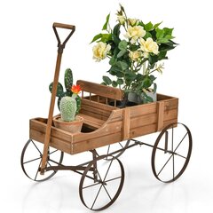 Ratastega taimestend Costway, 62x34x60 cm, pruun hind ja info | Vaasid, alused, redelid lilledele | kaup24.ee