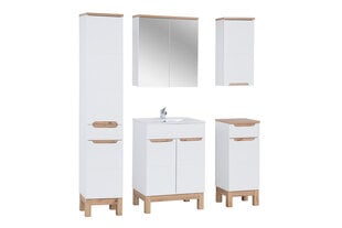 Тумба для ванной комнаты с 2D зеркалом Comad Bali Whitw 840 FSC, белый/коричневый цена и информация | Шкафчики для ванной | kaup24.ee