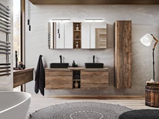 Тумба для ванной комнаты с зеркалом Comad Santa Fe Oak 84-60-A-2D, коричневый цена и информация | Шкафчики для ванной | kaup24.ee