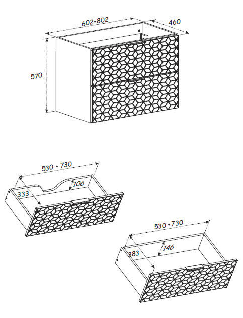 Vannitoa kapp Comad Diamond Wotan 82-60-D-2S, pruun/must hind ja info | Vannitoakapid | kaup24.ee