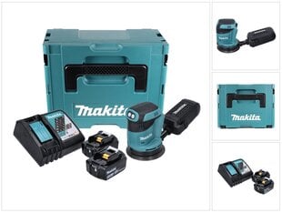 Аккумуляторная эксцентриковая шлифовальная машинка Makita DBO 180 RFJ, 18 В, вместе с аккумулятором и зарядным устройством цена и информация | Шлифовальные машины | kaup24.ee