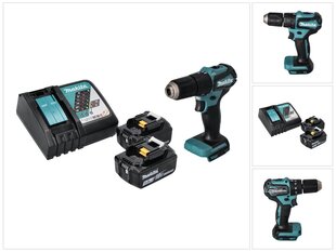 Аккумуляторная ударная дрель Makita DHP 483 RT 18 В 40 Нм + 2х аккумулятора 5,0 Ач + устройство для зарядки цена и информация | Шуруповерты, дрели | kaup24.ee