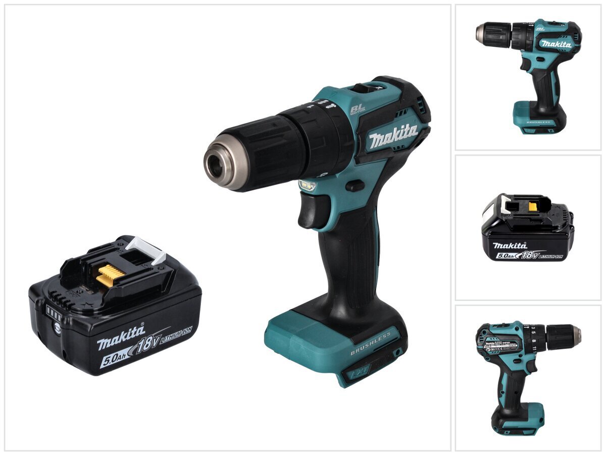 Akulööktrell Makita DHP 483 T1 18 V 40 Nm + 1x aku 5,0 Ah - ilma laadijata цена и информация | Akutrellid, kruvikeerajad | kaup24.ee