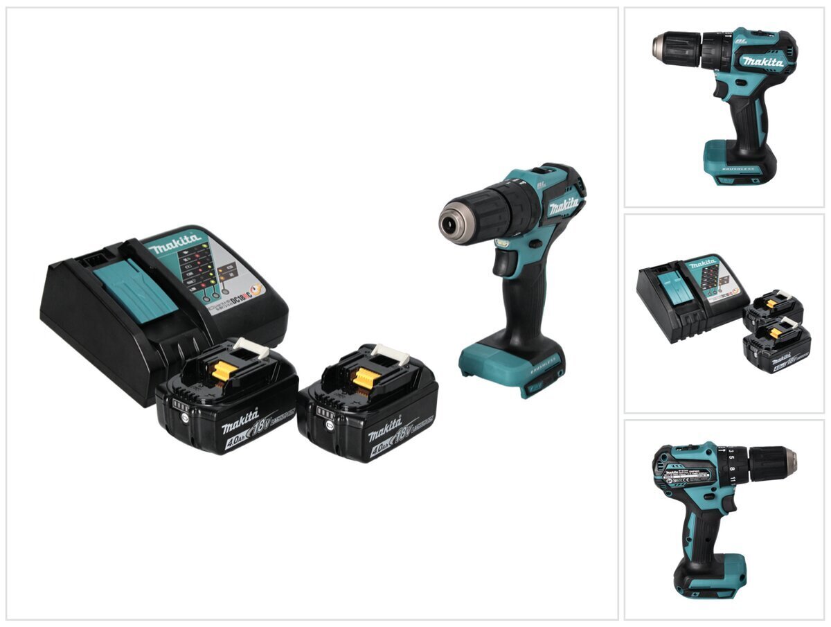 Akulööktrell Makita DHP 483 RM 18 V 40 Nm + 2x akut 4,0 Ah + laadija цена и информация | Akutrellid ja akukruvikeerajad | kaup24.ee