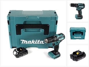 Аккумуляторная ударная дрель Makita DHP 483 Y1J 18В 40Нм Makpac + 1x аккумулятор 1,5 Ач - без зарядного блока цена и информация | Шуруповерты, дрели | kaup24.ee