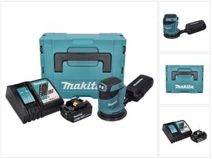 Аккумуляторная эксцентриковая шлифовальная машинка Makita DBO 180 RG1J 18 В 125 мм + 1х аккумулятор 6,0 Ач + зарядное устройство + Makpac цена и информация | Шлифовальные машины | kaup24.ee