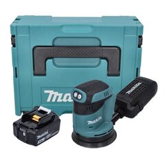 Аккумуляторная эксцентриковая шлифовальная машинка Makita DBO 180 F1J 18 В 125 мм + 1х аккумулятор 3,0 Ач + Makpac - без зарядного устройства цена и информация | Шлифовальные машины | kaup24.ee