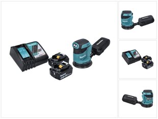 Makita DBO 180 RG akuga ekstsentriline lihvmasin 18 V 125 mm + 2x aku 6.0 Ah + laadija цена и информация | Шлифовальные машины | kaup24.ee