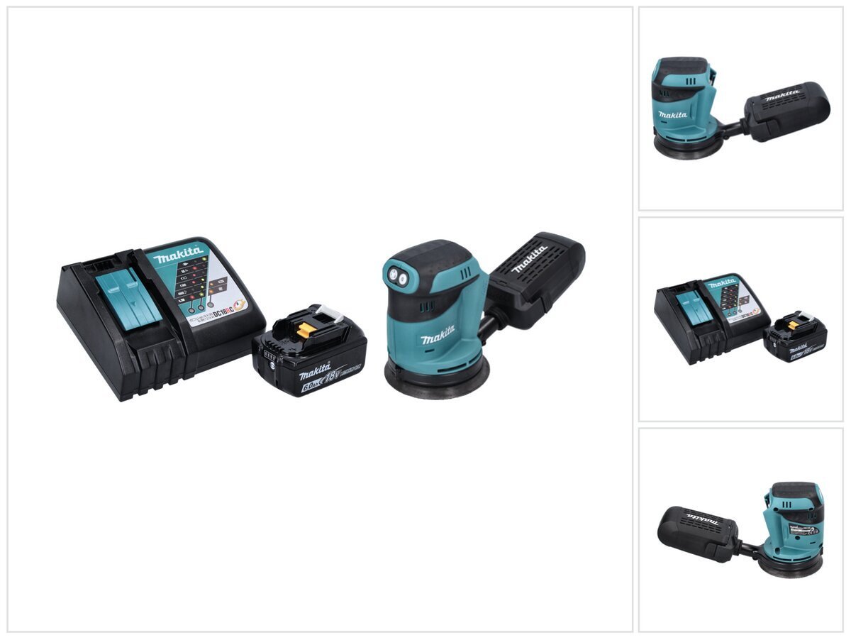 Makita DBO 180 RG1 akuga ekstsentriline lihvmasin 18 V 125 mm + 1x aku 6.0 Ah + laadija hind ja info | Lihvmasinad ja ketaslõikurid | kaup24.ee