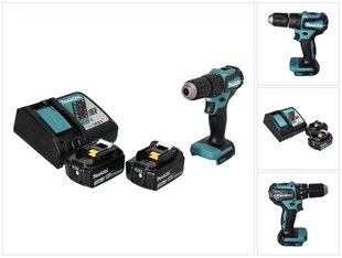 Аккумуляторная ударная дрель Makita DHP 483 RF 18 В 40 Нм + 2х аккумулятора 3,0 Ач + устройство для зарядки цена и информация | Шуруповерты, дрели | kaup24.ee