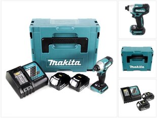 Аккумуляторный ударный гайковерт Makita DTD 155 RTJ 18 В 140 Нм 1/4" + 2х аккумулятора 5,0 Ач + зарядный блок + Makpac цена и информация | Шуруповерты, дрели | kaup24.ee