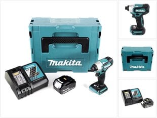 Аккумуляторный ударный шуруповерт Makita DTD 155 RT1J 18 В Makpac + 1х аккумулятор BL1850 5,0 Ач + 1 x DC 18 RC зарядка цена и информация | Шуруповерты, дрели | kaup24.ee