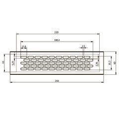 Ventilatsioonirest 245 x 60 mm, kuldne hind ja info | Vannitoa ventilaatorid | kaup24.ee