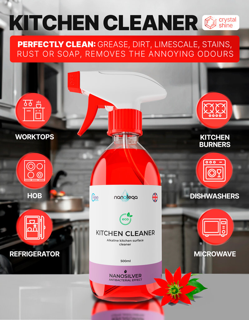 Köögipuhastusvahend Nanoteqa Kitchen Cleaner, 500ml цена и информация | Puhastusvahendid | kaup24.ee