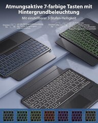 Doohoeek Qwertz для iPad 10.2 дюйма (9/8th/7th Gen), iPad Air (3rd Gen), iPad Pro 10.5, Bluetooth беспроводная клавиатура фолиант с трекпадом и подсветкой и 130° регулируемая подставка цена и информация | Чехлы для планшетов и электронных книг | kaup24.ee