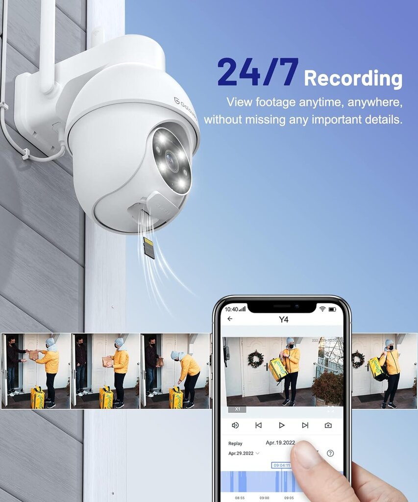 Galayou 2K Security WIFI Camera с цветным ночным видением, уведомлением  через приложение, 2-Way Audio цена | kaup24.ee