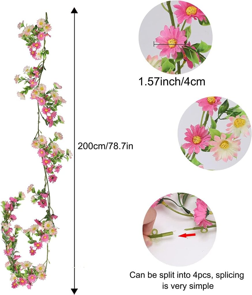 Kaunistus lilledest Ggisui Daisy Decoration Flower String Roosa siid hind ja info | Kunstlilled | kaup24.ee