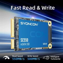 Syoncon SC550 mSATA SSD 256GB TLC 3D NAND Flash SATA III 6Gb/s внутренний твердотелый накопитель цена и информация | Внутренние жёсткие диски (HDD, SSD, Hybrid) | kaup24.ee