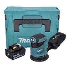 Аккумуляторная эксцентриковая шлифовальная машинка Makita DBO 180 G1J 18 В 125 мм + 1х аккумулятор 6,0 Ач + Makpac - без зарядного устройства цена и информация | Шлифовальные машины | kaup24.ee