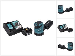 Makita DBO 180 RF1 akuga ekstsentriline lihvmasin 18 V 125 mm + 1x aku 3,0 Ah + laadija hind ja info | Lihvmasinad ja ketaslõikurid | kaup24.ee