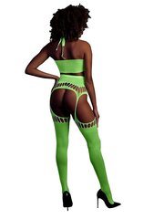Ouch! Glow ярко-зеленый сетчатый кроп-топ и колготки цена и информация | Сексуальное женское белье | kaup24.ee