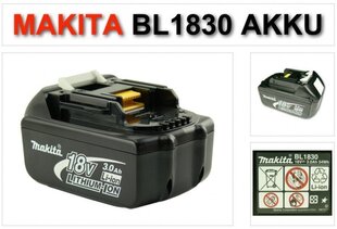 Аккумулятор Makita BL 1830 B, 18В цена и информация | Шуруповерты, дрели | kaup24.ee