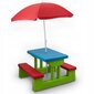 Laste laud koos pinkide ja vihmavarjuga, roheline hind ja info | Laste õuemööbel | kaup24.ee