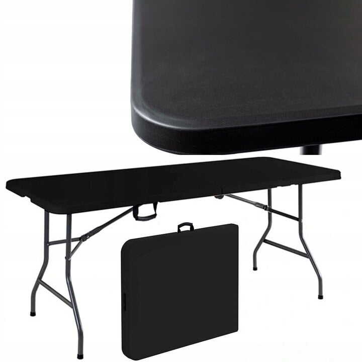 Kokkupandav laud "Banquet" 180x74cm, must hind ja info | Aialauad | kaup24.ee