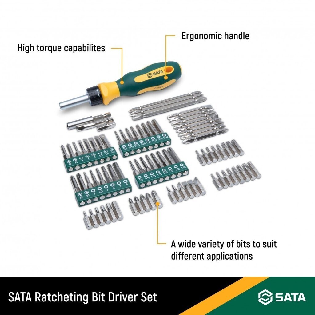 Vahetatavate otsikute komplekt Sata Imbus, Torx, Spline (80 tk.) hind ja info | Käsitööriistad | kaup24.ee