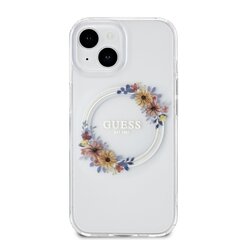 Guess PC|TPU Flowers Ring Glossy Logo MagSafe Case for iPhone 15 Pro Transparent цена и информация | Чехлы для телефонов | kaup24.ee