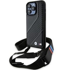 BMW BMHCP15L23PSCCK iPhone 15 Pro 6.1" czarny|black hardcase M Edition Carbon Stripe & Strap цена и информация | Чехлы для телефонов | kaup24.ee