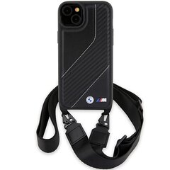 BMW BMHCP15S23PSCCK iPhone 15 | 14 | 13 czarny|black hardcase M Edition Carbon Stripe & Strap цена и информация | Чехлы для телефонов | kaup24.ee