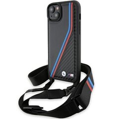 BMW BMHCP15S23PSVTK iPhone 15 | 14 | 13 czarny|black hardcase M Edition Carbon Tricolor Lines & Strap цена и информация | Чехлы для телефонов | kaup24.ee