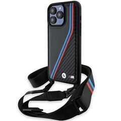 BMW BMHCP15X23PSVTK iPhone 15 Pro Max 6.7" czarny|black hardcase M Edition Carbon Tricolor Lines & Strap цена и информация | Чехлы для телефонов | kaup24.ee