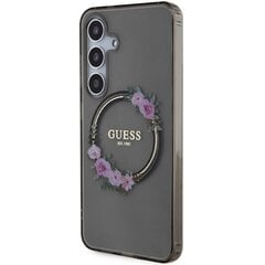 Guess GUHMS24SHFWFCK S24 S921 czarny|black hardcase IML Flowers Wreath MagSafe цена и информация | Чехлы для телефонов | kaup24.ee