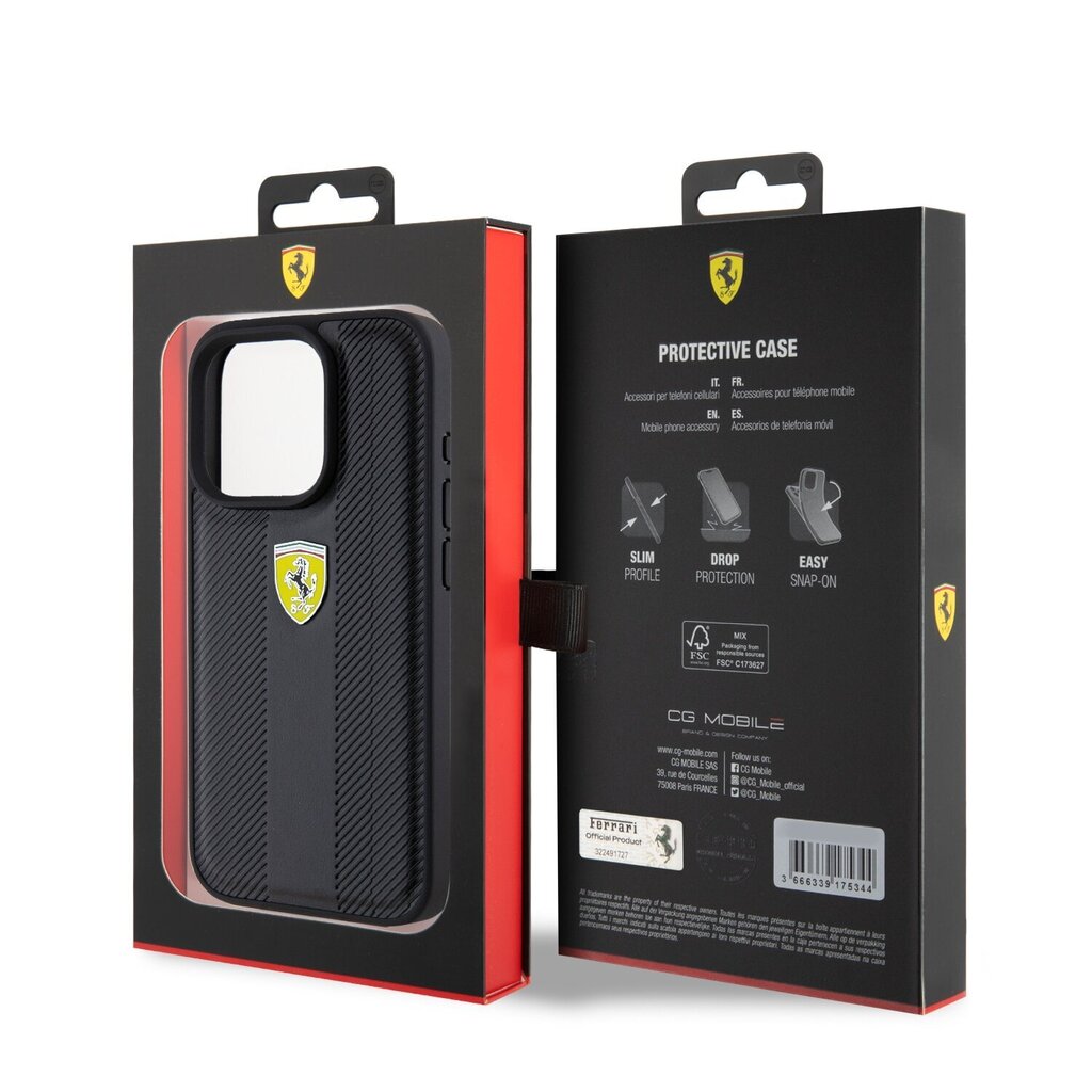 Ferrari Leather Carbon Vertical Red Line Case hind ja info | Telefoni kaaned, ümbrised | kaup24.ee