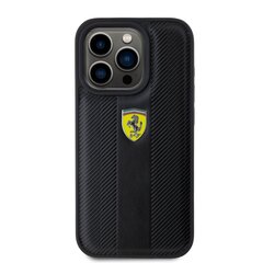 Ferrari PU Leather Carbon Vertical Red Line Case for iPhone 15 Pro Max Black цена и информация | Чехлы для телефонов | kaup24.ee