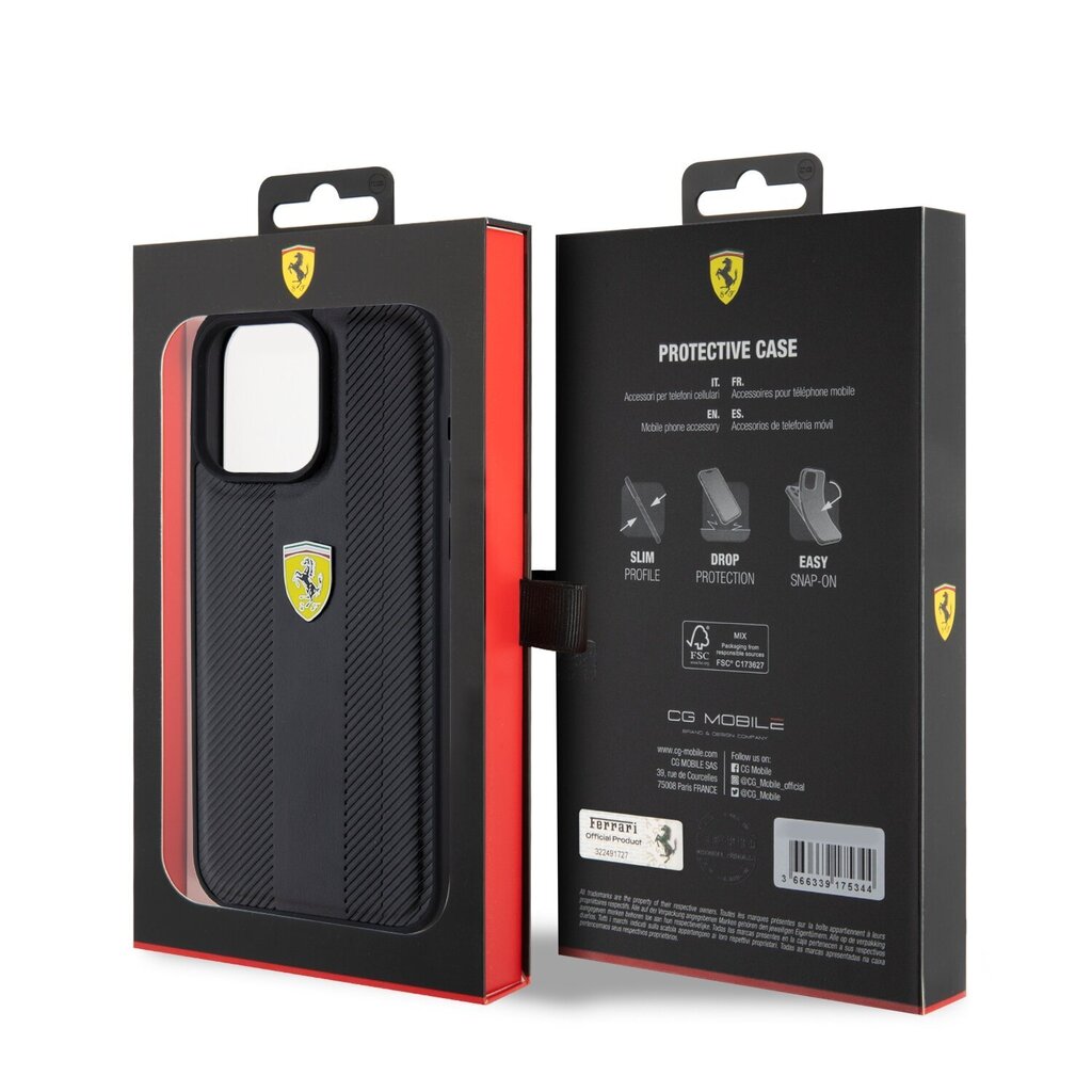 Ferrari Leather Carbon Vertical Red Line Case цена и информация | Telefoni kaaned, ümbrised | kaup24.ee