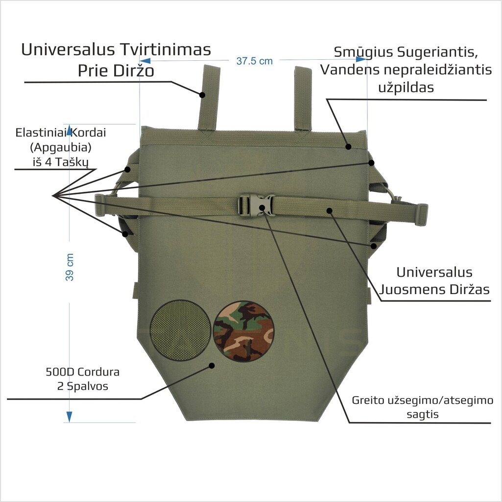 Taktikaline istmematt V2G, 39x27,5cm hind ja info | Matkamadratsid, matkamatid | kaup24.ee