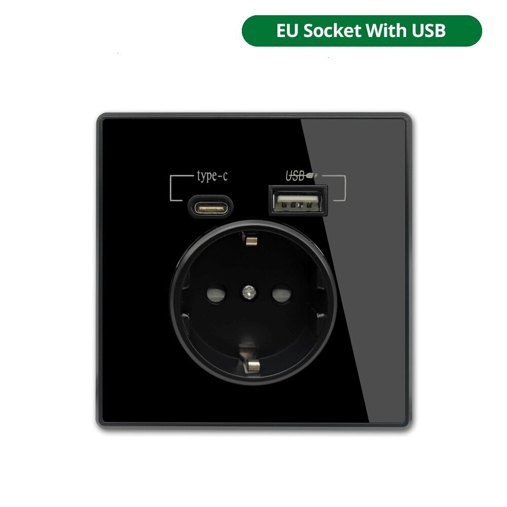Pistikupesa USB C elektripistikupesaga цена и информация | Lülitid ja pistikupesad | kaup24.ee
