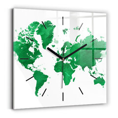 Seinakell Maailma Roheline Kaart, 30x30 cm hind ja info | Kellad | kaup24.ee