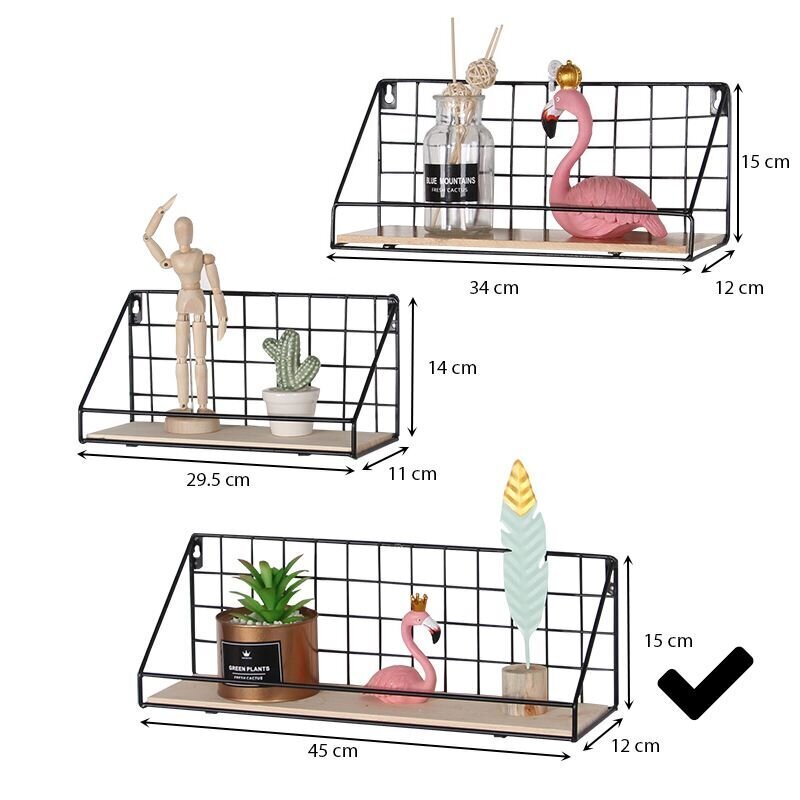 Seinariiul, pööningu stiil 45 cm- must цена и информация | Riiulid | kaup24.ee