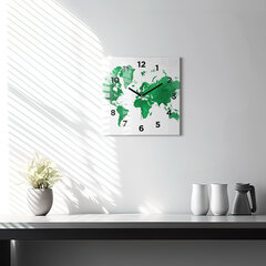 Seinakell Maailma Roheline Kaart, 30x30 cm цена и информация | Часы | kaup24.ee