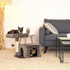 Когтеточка для кошек с домиком Lionto, 50 см, серая цена и информация | Когтеточки | kaup24.ee