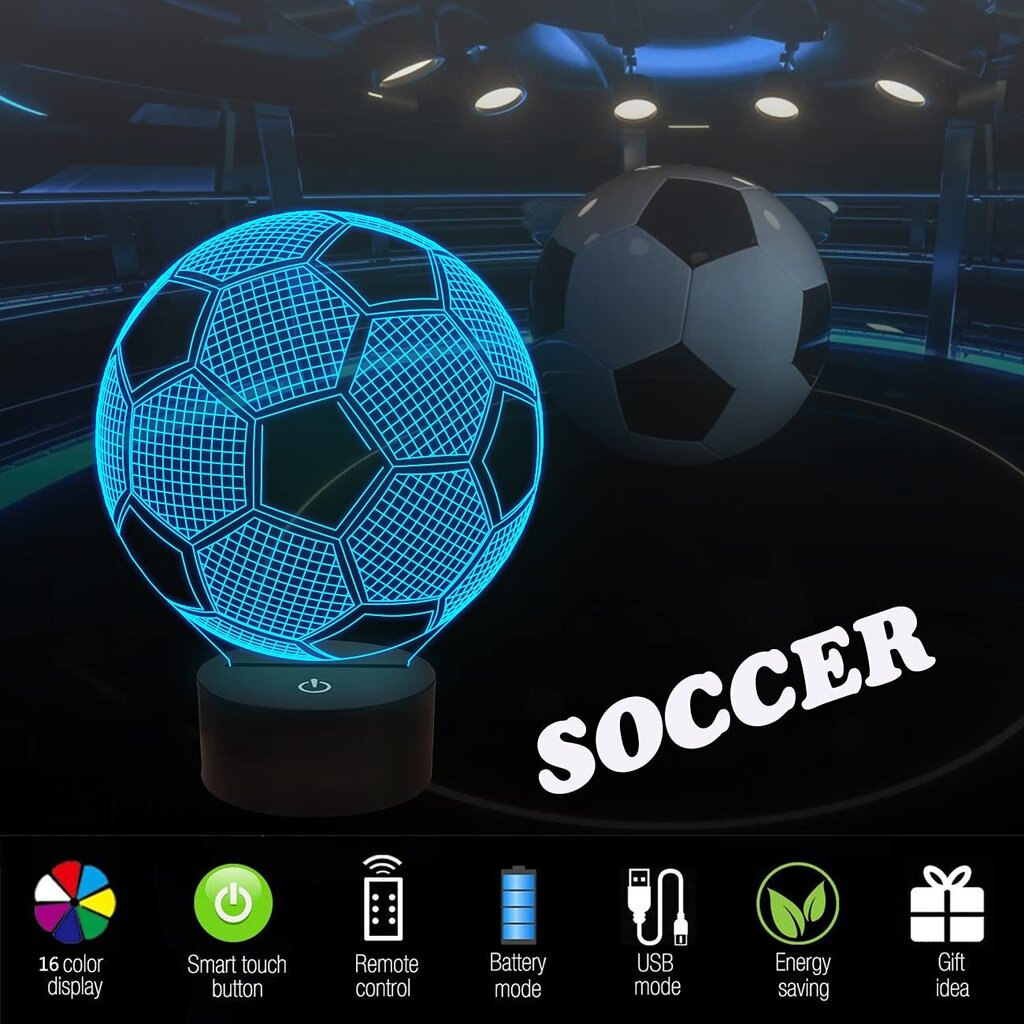 3D LED lamp jalgpall цена и информация | Peokaunistused | kaup24.ee