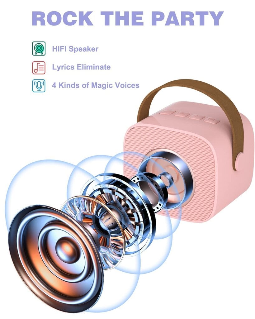 Karaoke mikrofon koos kõlariga ja hääle muutmise efektidega Carbonpro, roosa цена и информация | Mikrofonid | kaup24.ee