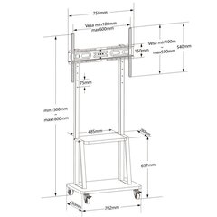 Techly 32-70", kuni 70kg, 90° цена и информация | Кронштейны и крепления для телевизоров | kaup24.ee