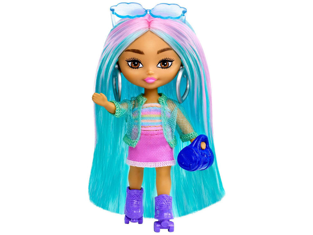 Siniste juustega Mini Barbie nukk Extra Mini Minis hind ja info | Tüdrukute mänguasjad | kaup24.ee